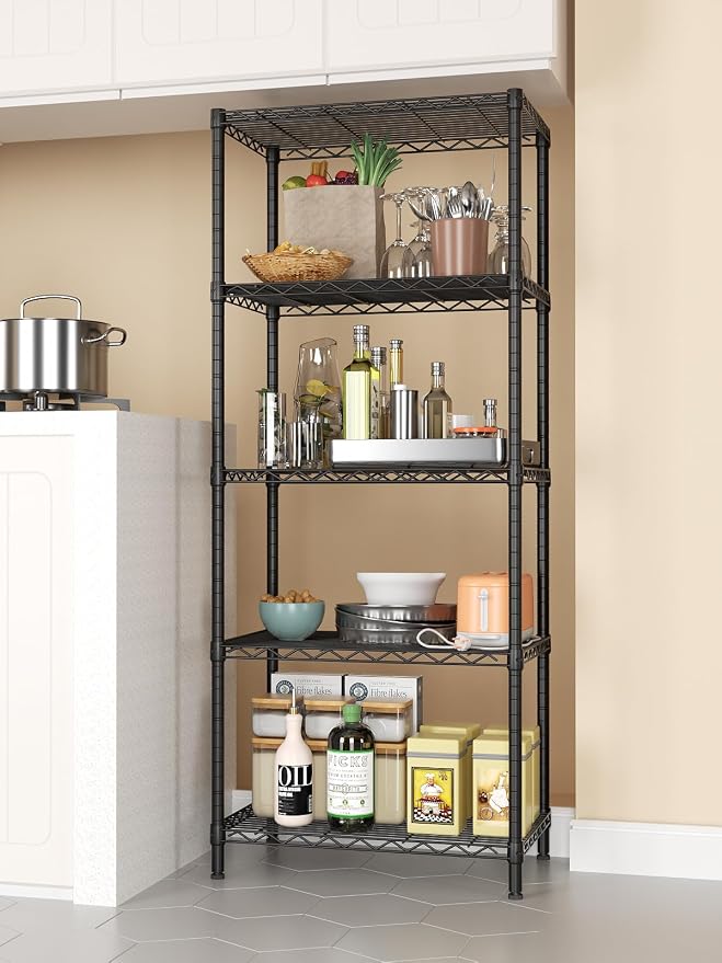 SINGAYE 5 Tier Storage Shelves Wire Shelving Unit Shelve Metal Kitchen Laundry - Image 2