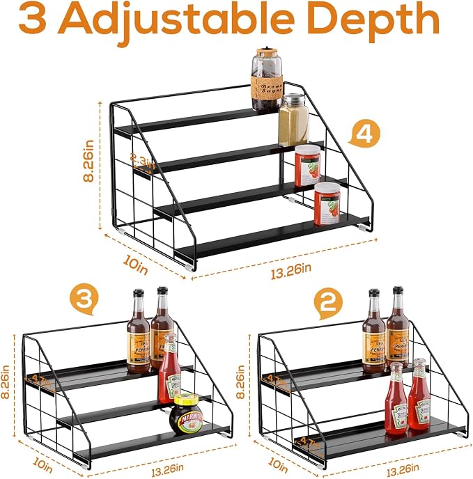 4 Tiered Spice Rack Organizer, 2 Pack Spice Rack Organizer - Image 3