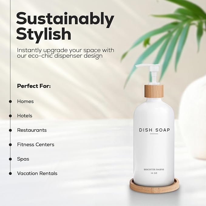 White Glass Dish Soap Dispenser - Image 2
