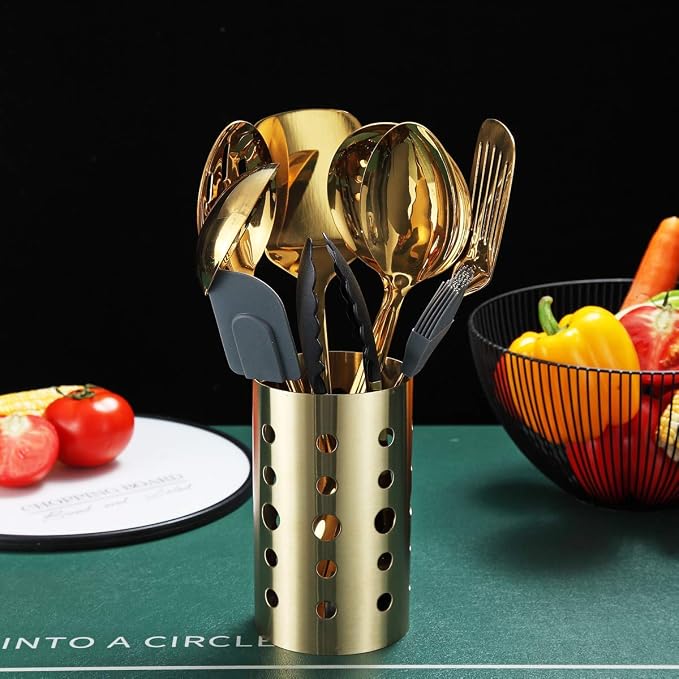 Gold Cooking Utensils Set, Berglander Stainless Steel 13 Pieces Kitchen - Image 6