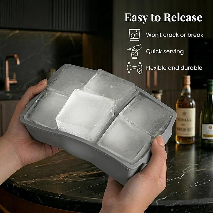 KitchFort Large Silicone Ice Cube Tray, Easy Release 2" Big Ice Cubes - Image 3
