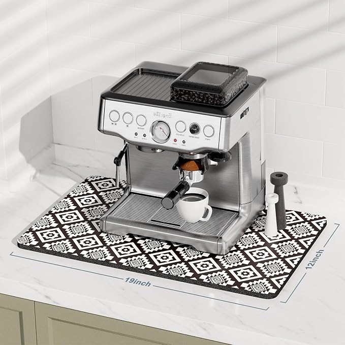 Rnivvi Coffee Mat, Hide Stain Rubber Backed Absorbent Dish Drying Pad - Image 2