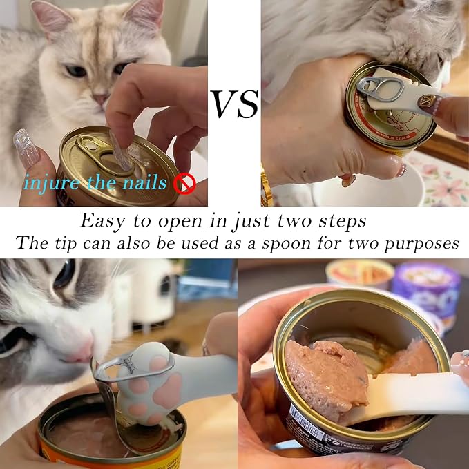 Food Can Spoon & Lids, One Multi-Functional Opener Spatula, Cute Paw Shape Spoon - Image 2