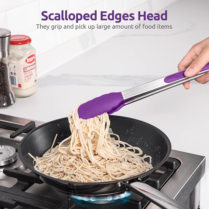 600ºF Heat Resistant Kitchen Tongs: U-Taste 12 inch Large Silicone Cooking Tong - Image 4