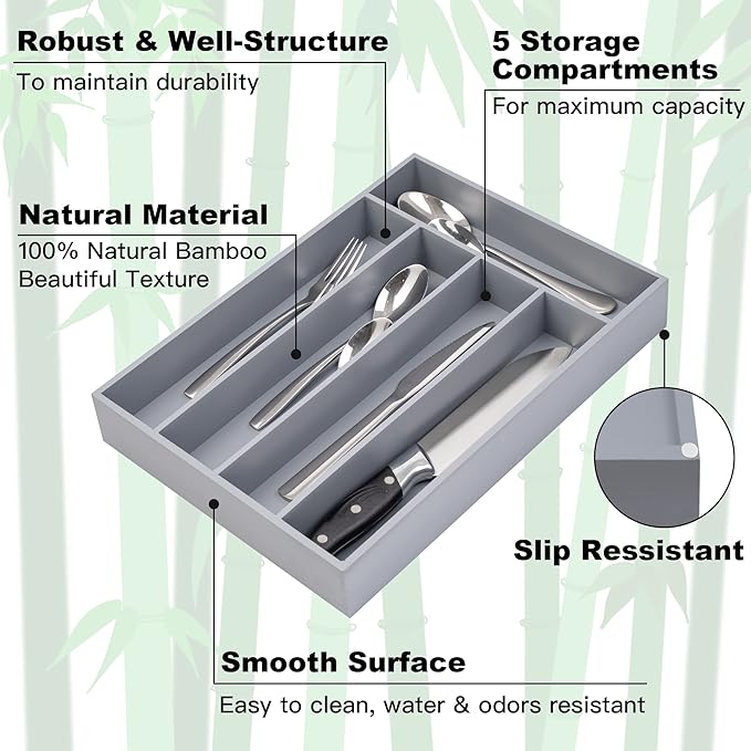 Besilord Bamboo Silverware Holder - Image 3