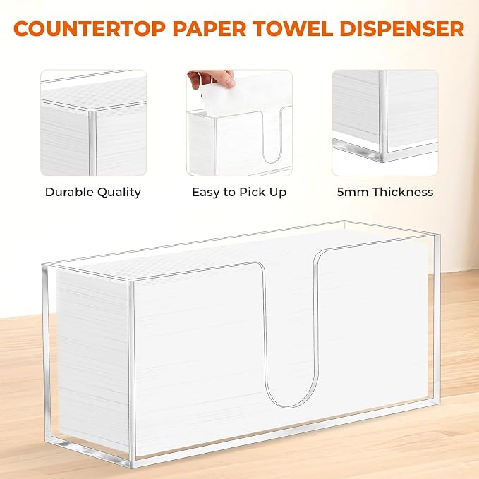 2PACK Paper Towel Holder, Countertop Paper Towel Dispenser Bathroom Paper Hand - Image 4