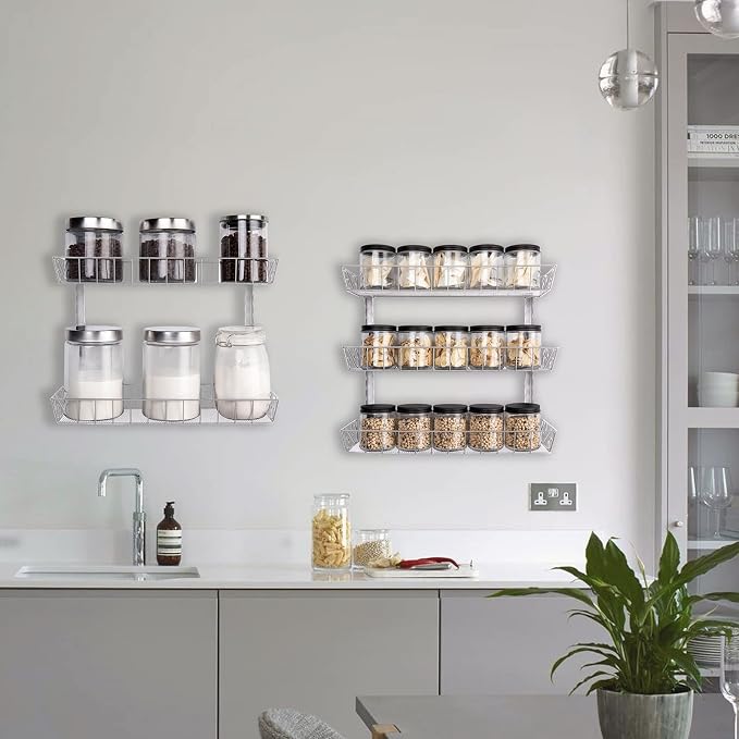 SWOMMOLY Adjustable Wall Mount Spice Rack, 6-Tier Dual-use Organizer - Image 5