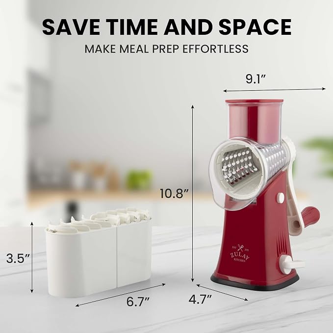 Zulay Kitchen Rotary Cheese Grater 5 Blade Cheese Shredder - Image 10