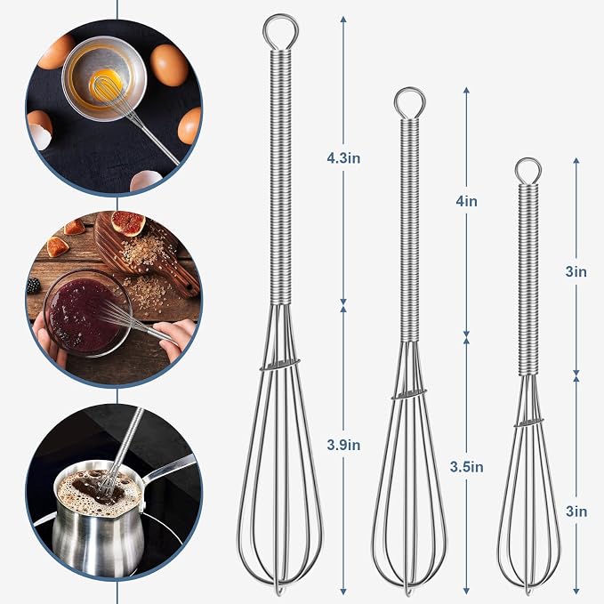 Walfos Mini Whisk, 304 Anti-Rust Small whisk, Sturdy Stainless Steel Wire Tiny - Image 4