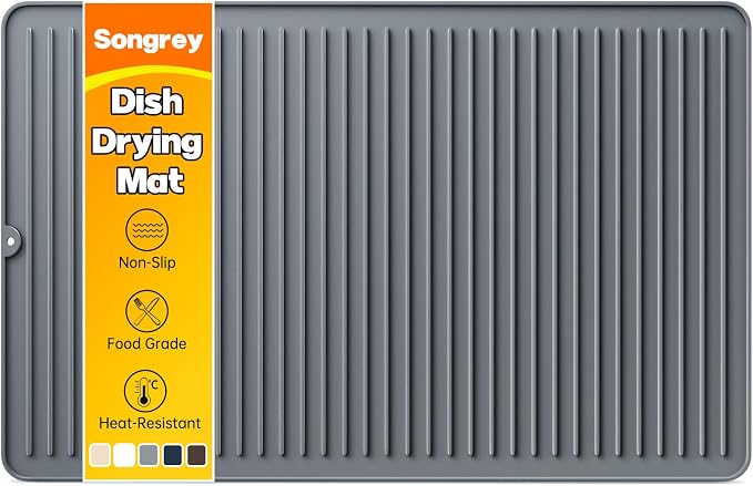 Songrey 28" x 18" Silicone Dish Drying Mat, Kitchen Counter Drying Pad by Unknown