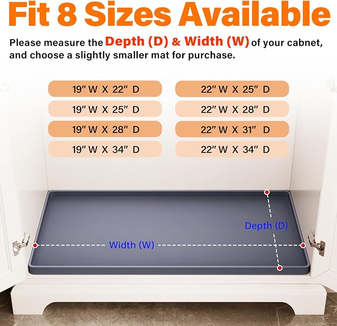 FLATO Waterproof Under Sink Mat 37" x 19" Shelf Liner - Image 5
