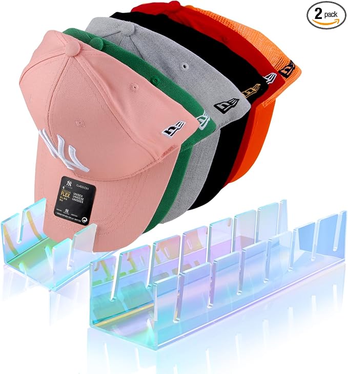 Hat Stand for Baseball Caps, 2 Pack No Install Acrylic Hat Organizer for 14 by Sloworld