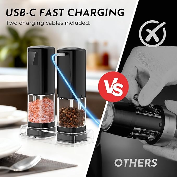 Upgraded Larger Capacity Electric Salt and Pepper Grinder Set Rechargeable - Image 4