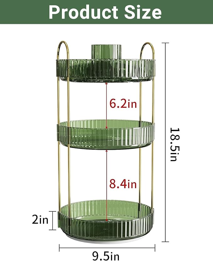 Asayuee 360 Rotating Makeup Organizer, 3 Tier Large Capacity Make Up Organizers - Image 5