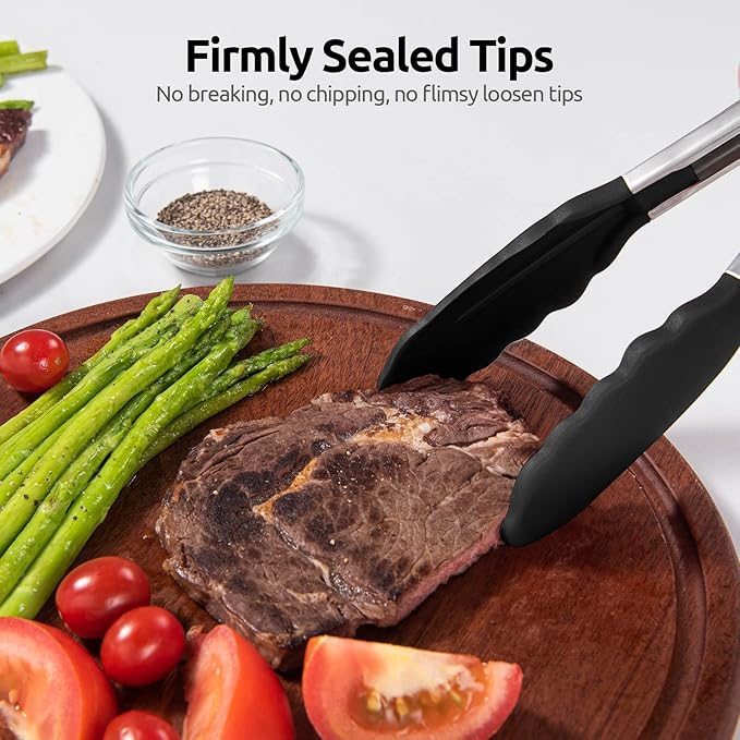 600ºF Heat Resistant Kitchen Tongs: U-Taste 9 inch Silicone Cooking Tong - Image 9