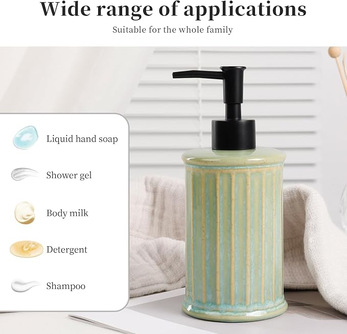 ANTIS'S HOME Soap Dispenser Liquid 11.84OZ | Ceramic Refillable Hand Dish Soap - Image 4