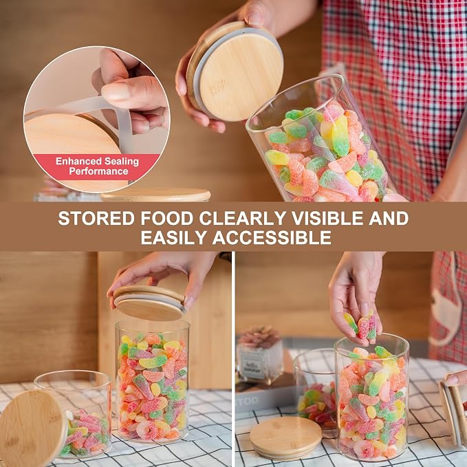 Liuruiyu 50oz Glass Food Storage Jars Set of 6, Glass Storage Containers Clear - Image 7