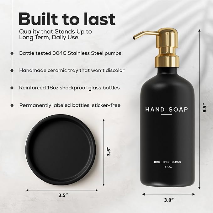 Luxury Glass Hand Soap Dispenser Bathroom Set by Brighter Barns - Image 3