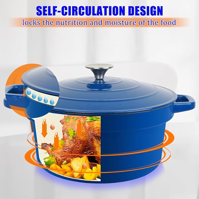 CUKOR 7QT Dutch Oven Pot With Lid, Enameled Cast Iron Dutch Ovens - Image 2