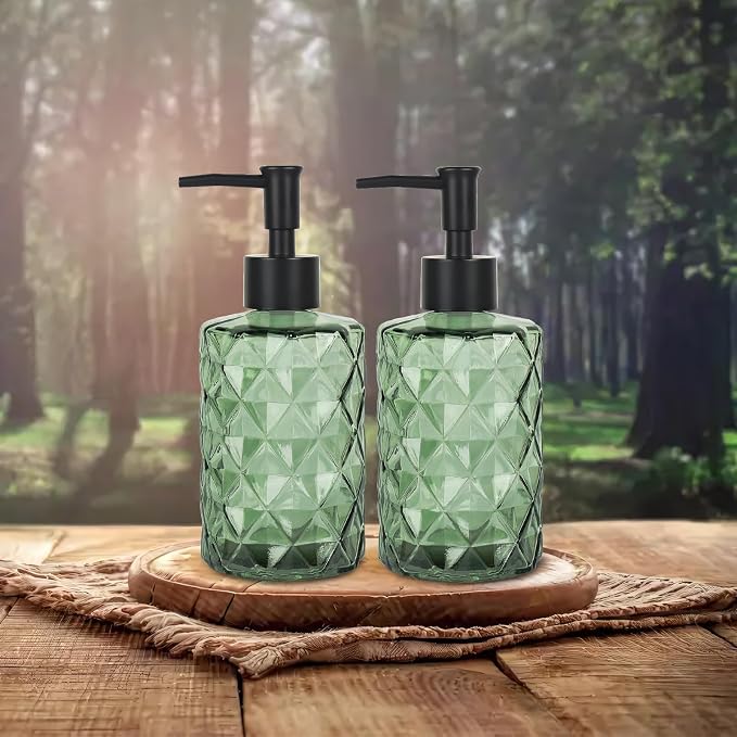 Clear Green Glass Soap Dispenser - Image 4