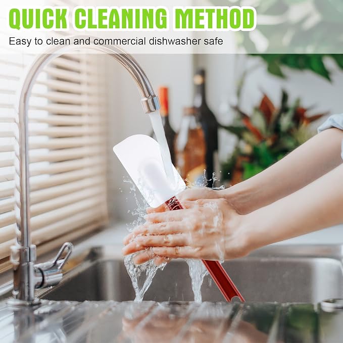 Meekoo 5 Pieces 14 Inch Rubber Spatula, 500°F High Heat Resistant Silicone - Image 5