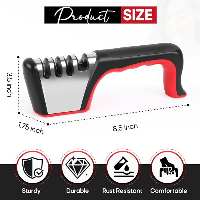 4-in-1 Knife Sharpener, Sturdy Manual Knife Sharpeners - Image 3