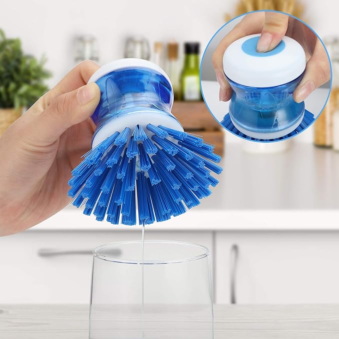 Dish Brush with Soap Dispenser for Dishes Pot Pan Kitchen Sink Scrubbing - Image 4