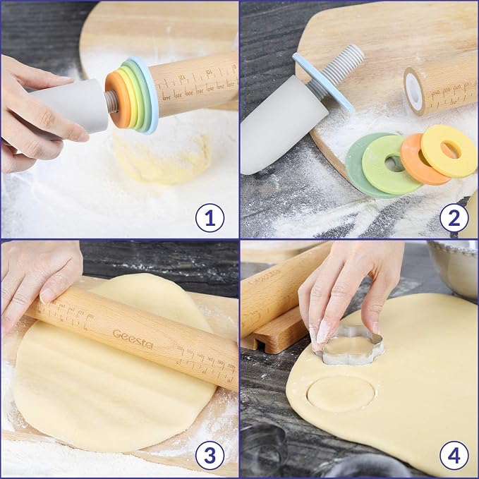 Geesta Adjustable Wood Rolling Pin - Image 3