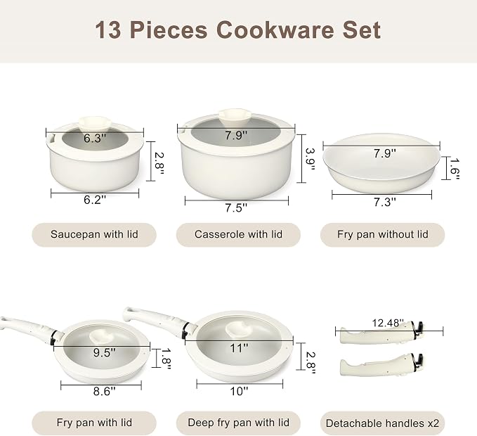 13 Pcs Pots and Pans Set, Nonstick Cookware Set - Image 2