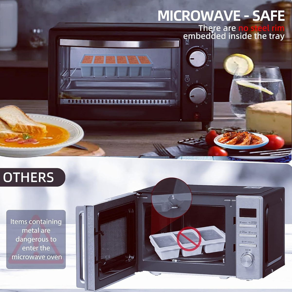 Silicone Freezer Molds Gift Set with 1 Tbsp,2 Tbsp, 1/2, and 1 Cup