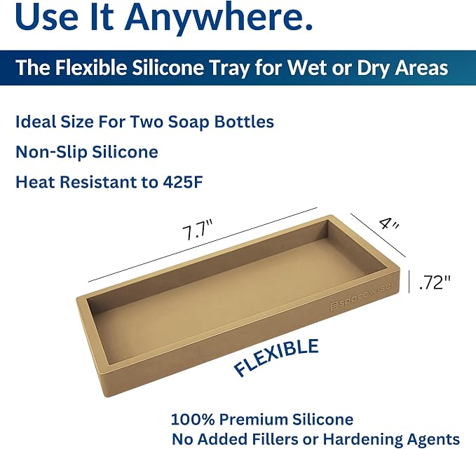 Spacewiser Countertop and Vanity Tray – Small 7.7" Silicone Soap Dispenser Trays - Image 3
