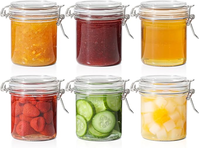 ComSaf 8oz Glass Jars with Airtight Lids, Cylindrical Jelly & Spice Jars by ComSaf
