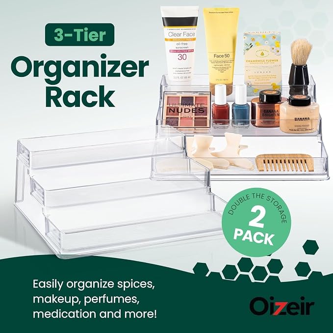Oizeir Clear Spice Rack – 3-Tier Acrylic Organizer - Image 2