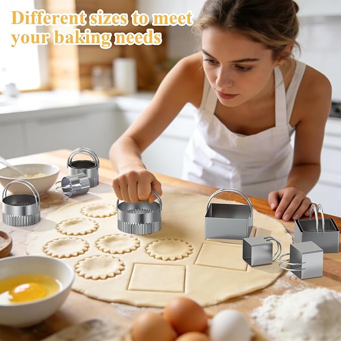Biscuit Cutter Set of 10 pcs, Square and Fluted Cookie Cutter Set - Image 6