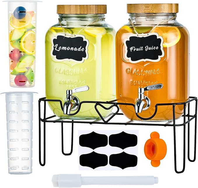 2 Pack1Gallon Glass Drink Dispenser by SHOREHAO