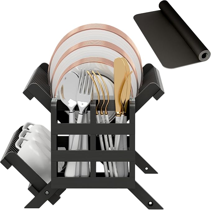 Greenual Black Bamboo Dish Drying Rack - Image 7