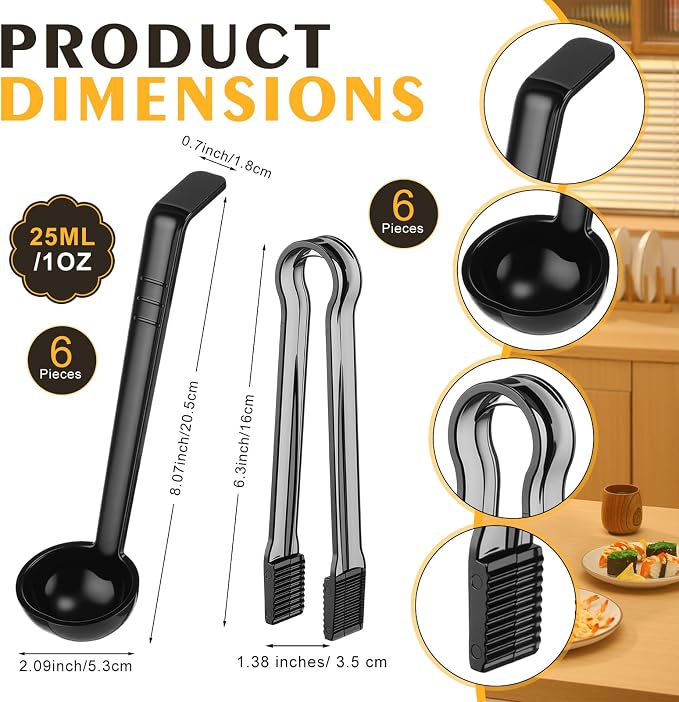 12 Pieces Plastic Serving Utensils Set Including 6 Pcs 1 oz Small Ladle and 6 - Image 2