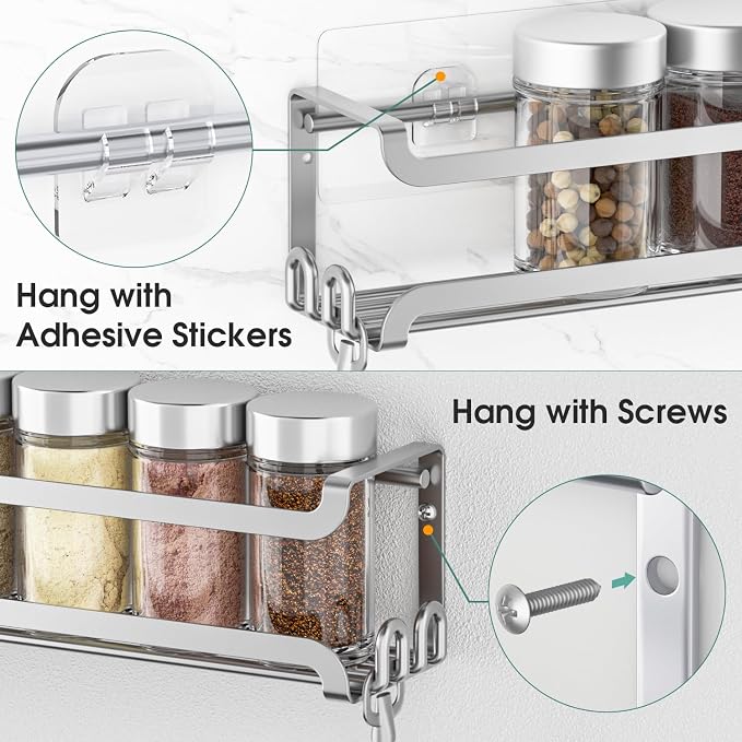 LUCYCAZ 2 Pack Wall Mounted Spice Rack - Image 6