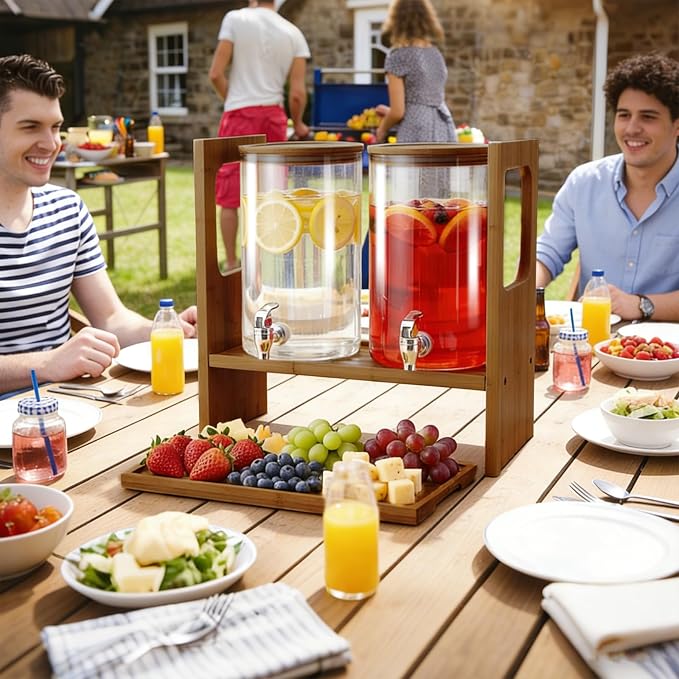 2 PCS 1.2 Gallon Drink Dispenser, Glass Beverage Dispenser - Image 2
