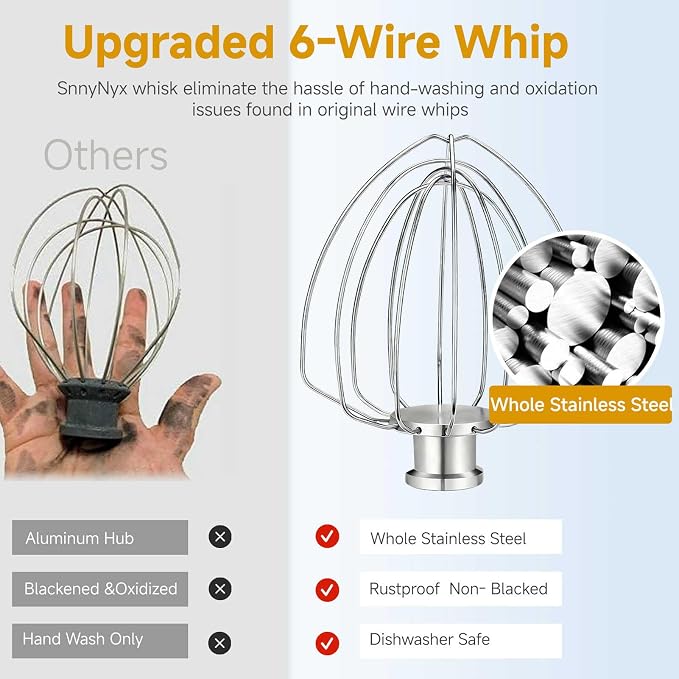 K45WW Whisk Attachment for 4.5 5 QT KitchenAid Tilt-Head Stand Mixer, 6 Wire - Image 4