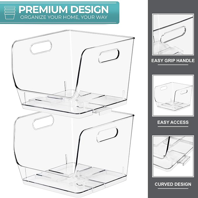 Sorbus Stackable Storage Bins Open Front, Pantry Bins - Image 6