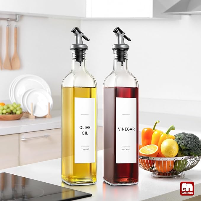 gmisun Olive Oil and Vinegar Dispenser Bottle Set, 2 Pack Oil and Vinegar - Image 5