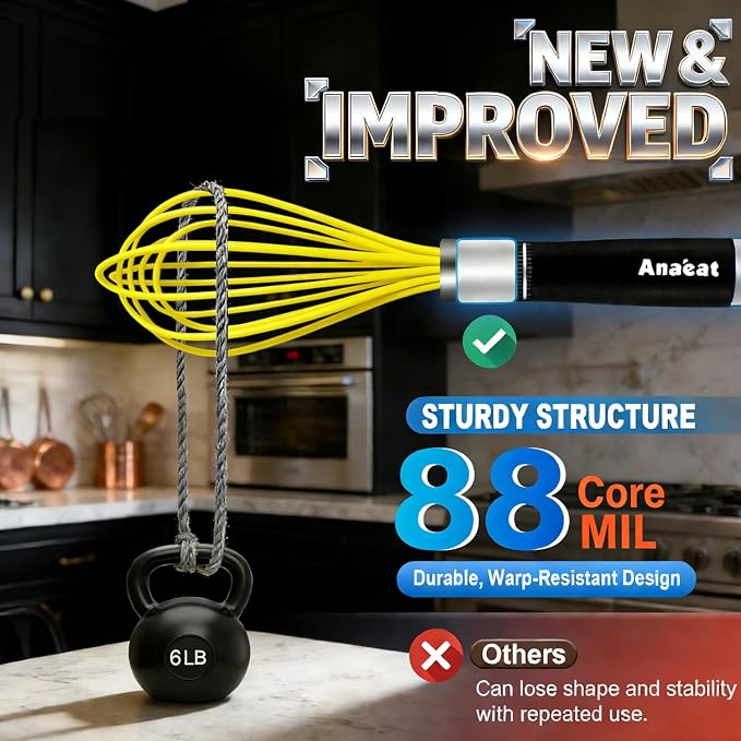 Anaeat Silicone Balloon Whisk, Milk and Egg Beater Blender, Heat Resistant - Image 5