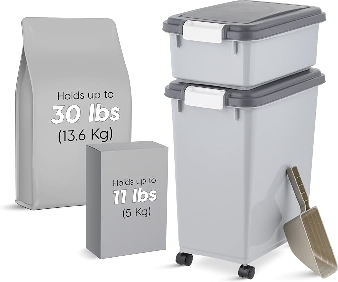 IRIS USA Dog Food Storage Container, 30 lbs & 11 lbs Combo, Cat Food Storage - Image 2