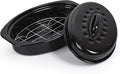 13” Roaster Pan with Lid and Rack, Small Enamel Roaster Pan with Oval Roasting by YIDAZLE
