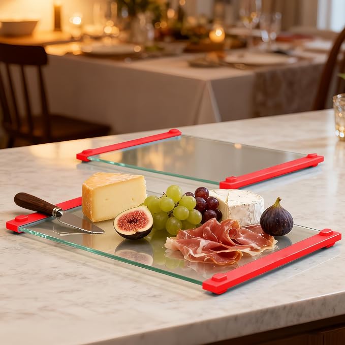 2PCS Glass Cutting Board with Silicone Grip, 80% Stronger Shatter Resistance - Image 2