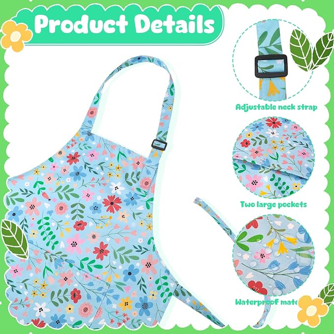 2 Pack Kids Apron, Cute Cooking Aprons, Waterproof Art Apron - Image 3