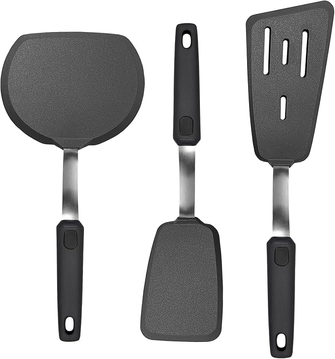 3 Piece Silicone Spatula Turner Set, Spatulas Silicone Heat Resistant Kitchen by Cohibon