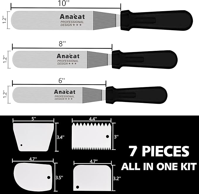 Anaeat Icing Spatula, 3 Pieces Professional Angled Offset Frosting Spatulas - Image 7