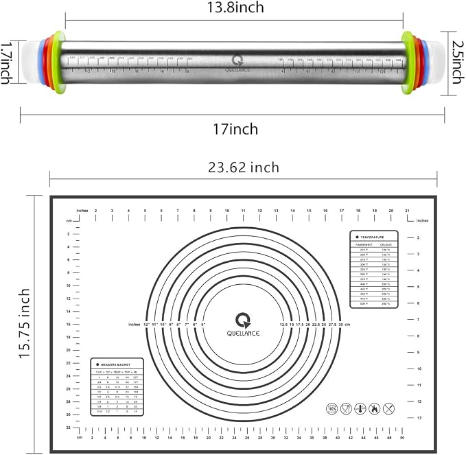 Rolling Pin and Pastry Baking Mat Set, Rolling Pins - Image 5